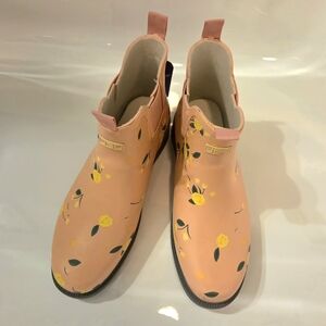JBU Women's Floral Rain Boots - Pink and Yellow